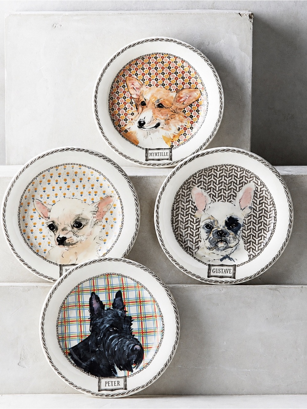 Anthropologie Darling Dog Portrait Dessert Plate | Faiencerie de Gien